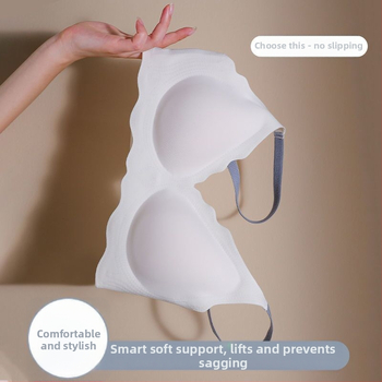 Vezeték nélküli, varrás nélküli push-up melltartó, nylont formázott teljes kosár, dupla rögzített pánt, hátul négy sor kapocs, formázott kosár