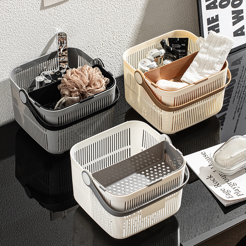 Φορητό καλάθι μπάνιου με διαχωρισμό στεγνό-υγρό για είδη περιποίησης | υλικό PP | κατάλληλο για ποικίλες χρήσεις