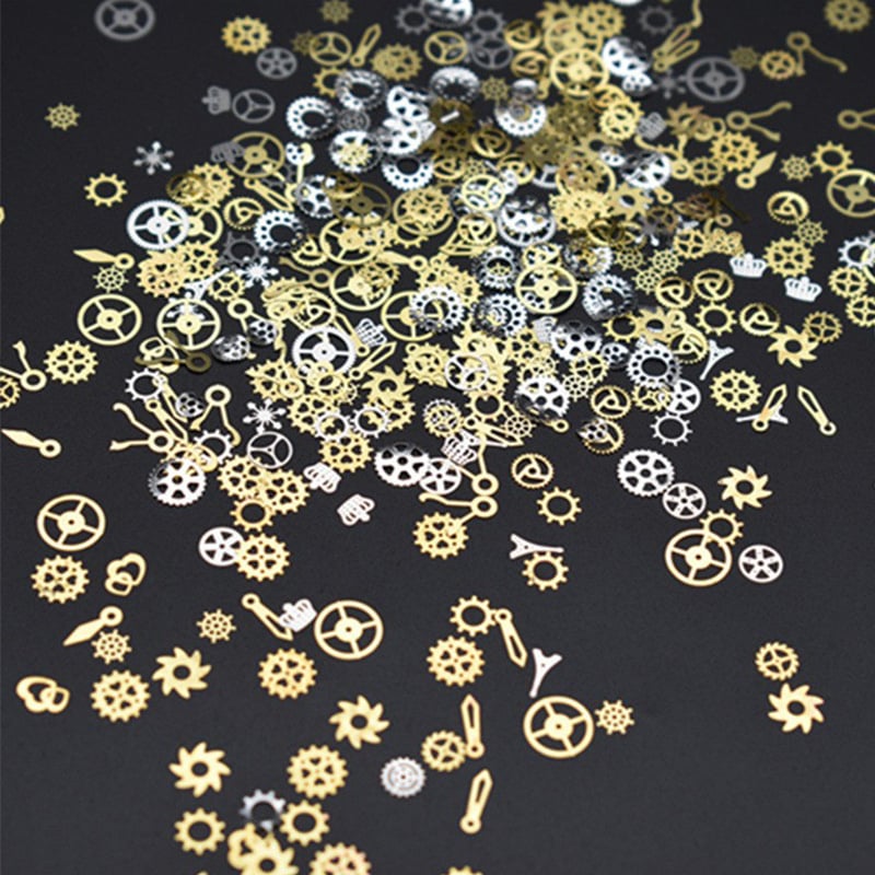 Bijuterii pentru unghii DIY: mini pinion mecanic din foiță de metal (Material: metal; Model: Lanț; Stil: minimalist; Seria: Princess)