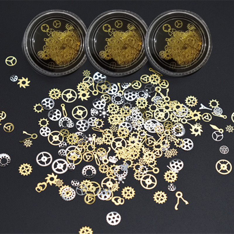 Bijuterii pentru unghii DIY: mini pinion mecanic din foiță de metal (Material: metal; Model: Lanț; Stil: minimalist; Seria: Princess)