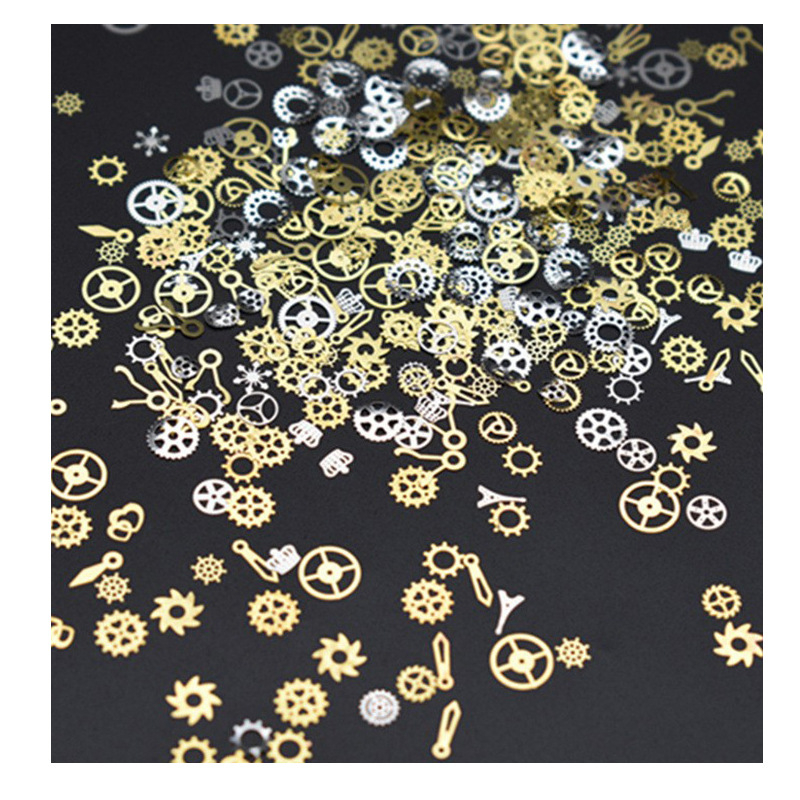 Bijuterii pentru unghii DIY: mini pinion mecanic din foiță de metal (Material: metal; Model: Lanț; Stil: minimalist; Seria: Princess)