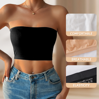 Top tubular fără bretele — material nylon, respirabil, fără cusături, spate frumos, cupă turnată ultrsubțire