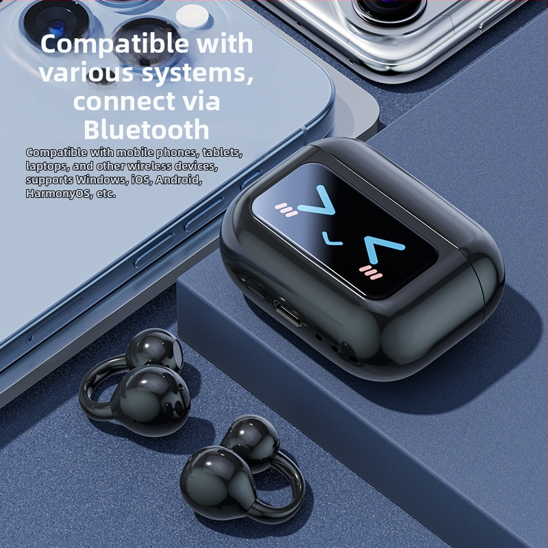 Ασύρματες ακουστικά οστικής αγωγής M100, κλιπ για το αυτί, Bluetooth 5.0, ακύρωση θορύβου, αυτονομία άνω των 8 ωρών