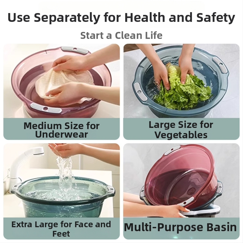 Háztartási műanyag mosóedény, vastagított és tartós, arc- és zöldségmosáshoz (Anyag: Egyéb; Nettó tömeg: 120–150 g; Dobozmennyiség: 60/80 db; Bruttó tömeg: kevesebb, mint 0,5 kg; Piacra kerülés: 2025)