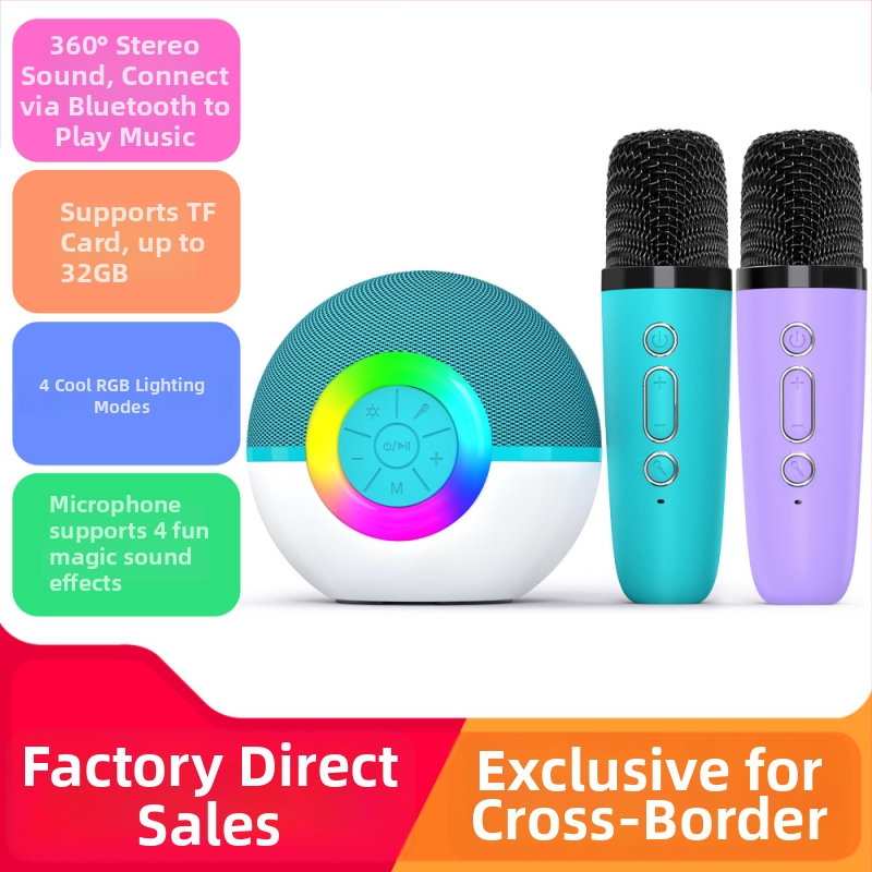 Mașină Bluetooth de karaoke pentru copii, sunet stereo la 360°, slot TF pentru card, baterie încorporată 800–1000mAh, 5W, Bluetooth 5.0, IPX7