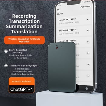 AI καταγραφέας με ευφυή μετάφραση και μεταγραφή, 12 ώρες καταγραφής, MP3/WAV, μέγ. 999 αρχείων, USB 2.0, CNC αλουμινένιο περίβλημα