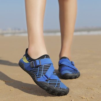 Παπούτσια για περάσεις ποταμού — διαπνέσιμο επάνω από πλέγμα, σόλα από φυσικό καουτσούκ, χαμηλός σχεδιασμός, ελαστική ταινία κλεισίματος