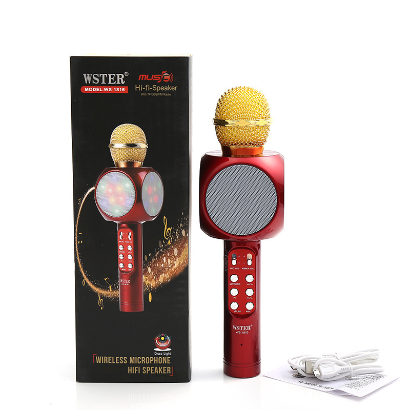 Mengqi WS-1816 Bluetooth karaoke mikrofon i zvučnik s integriranim mikrofonom, kondenzatorski mikrofon, 5W, Bluetooth 5.3, frekvencijski raspon 100 Hz-20 kHz, SNR ≥100 dB, izmjenjiva baterija 1200 mAh