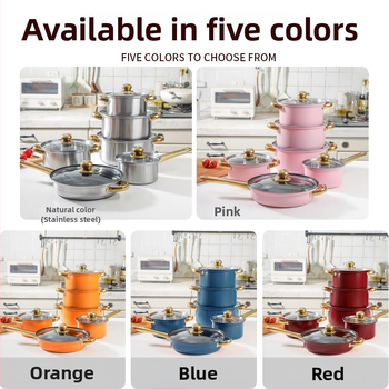 Sada 12 dielov z nerezovej ocele (410) s sklenenými pokrievkami, bezdymový dizajn, vhodná pre bežné varenie