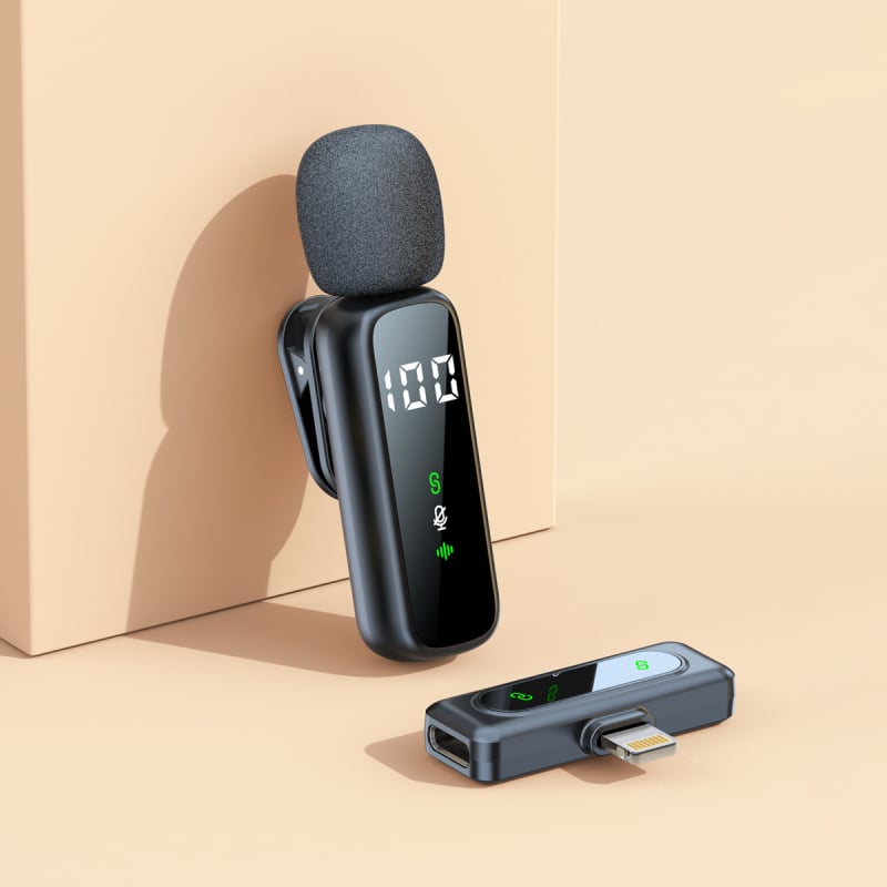 Lavalier mikrofoni L06, Bluetooth 5.3, omnidirekcijsko snimanje zvuka, frekvencijski raspon 20 Hz–20 kHz, trajanje baterije 6–8 sati