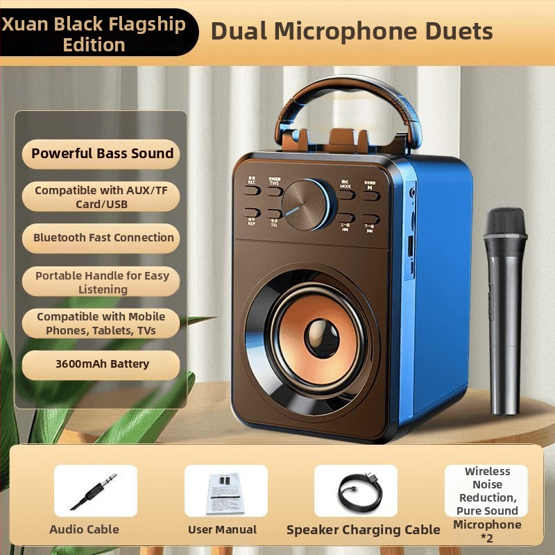 Bluetooth reproduktor na karaoke, 2.1-kanál, 3600mAh batéria, 8 hodín prehrávania, podpora TF karty, model X1