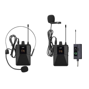 Bežični lavalier mikrofon s naglavnim nosačem, 2-kanalni sustav, raspon frekvencija 100 Hz–20 kHz, SNR ≥100 dB
