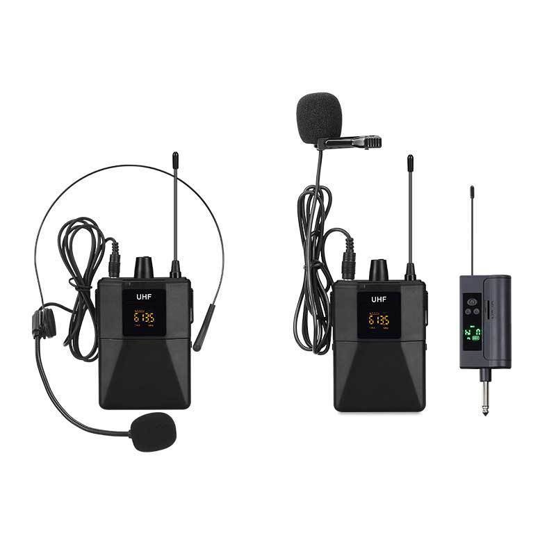 Bežični lavalier mikrofon s naglavnim nosačem, 2-kanalni sustav, raspon frekvencija 100 Hz–20 kHz, SNR ≥100 dB