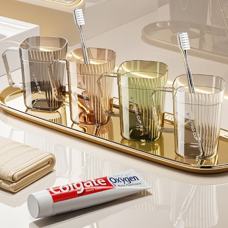 Cupa acrilică pentru apă de gură și organizator de periuțe – depozitare multifuncțională pentru pastă de dinți și periuțe, uz casnic