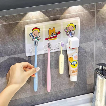 Fogkrém tároló és csipesz, falra szerelhető fürdőszobai kiegészítő, többfunkciós a fogkrémhez és arctisztítóhoz