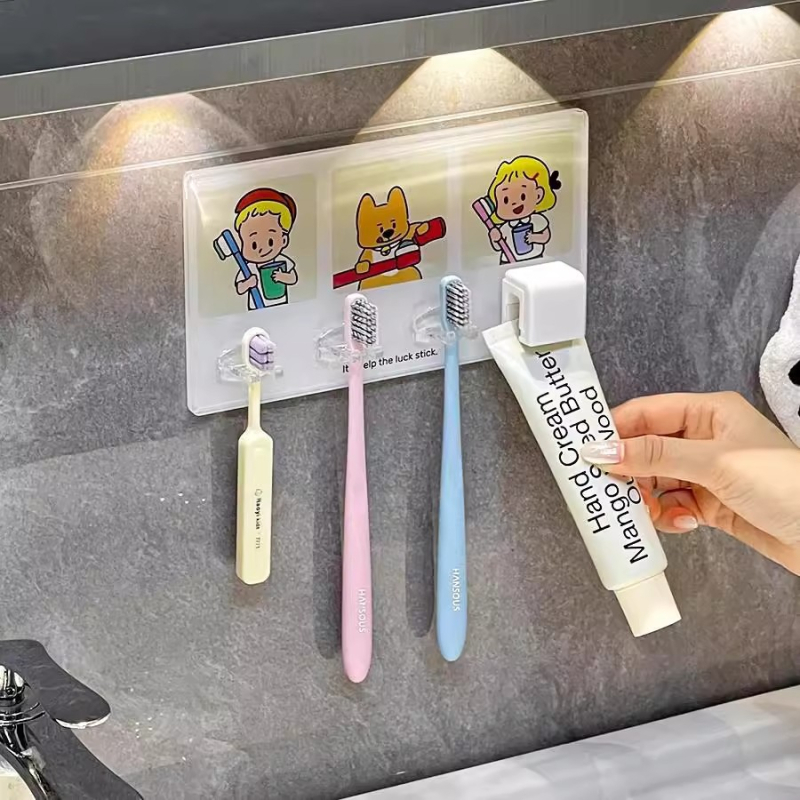 Fogkrém tároló és csipesz, falra szerelhető fürdőszobai kiegészítő, többfunkciós a fogkrémhez és arctisztítóhoz