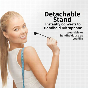 2.4G bežični headset mikrofon, klips na glavu, ugrađena baterija 300–500 mAh, frekvencijski odziv 100 Hz–20 kHz, trajanje baterije 8–12 sati