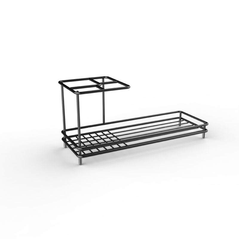 Szénacél fogkefetartó és fogkrém-tároló a fürdőszobába, asztali rendező, fúrás nélküli szerelés