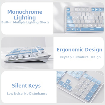 Σετ πληκτρολόγιο και ποντίκι με ενσύρματη USB σύνδεση, οπτικό 1600 DPI, φωτιζόμενο, εργονομικό, για οικιακή/γραφεία/παιχνίδια