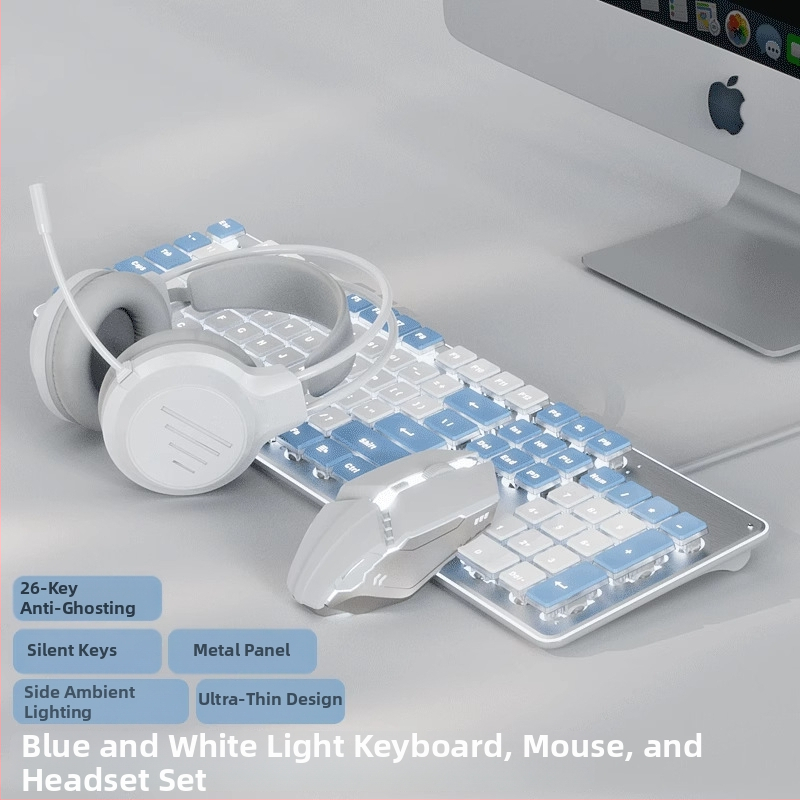 Σετ πληκτρολόγιο και ποντίκι με ενσύρματη USB σύνδεση, οπτικό 1600 DPI, φωτιζόμενο, εργονομικό, για οικιακή/γραφεία/παιχνίδια