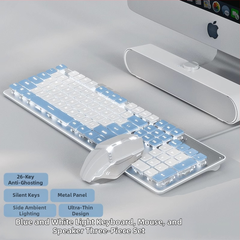 Σετ πληκτρολόγιο και ποντίκι με ενσύρματη USB σύνδεση, οπτικό 1600 DPI, φωτιζόμενο, εργονομικό, για οικιακή/γραφεία/παιχνίδια