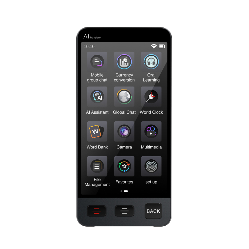 Common Language M80pro Translator — traducere AI în timp real, bazat pe Android, Bluetooth, rază de 10 m, control tactil + buton