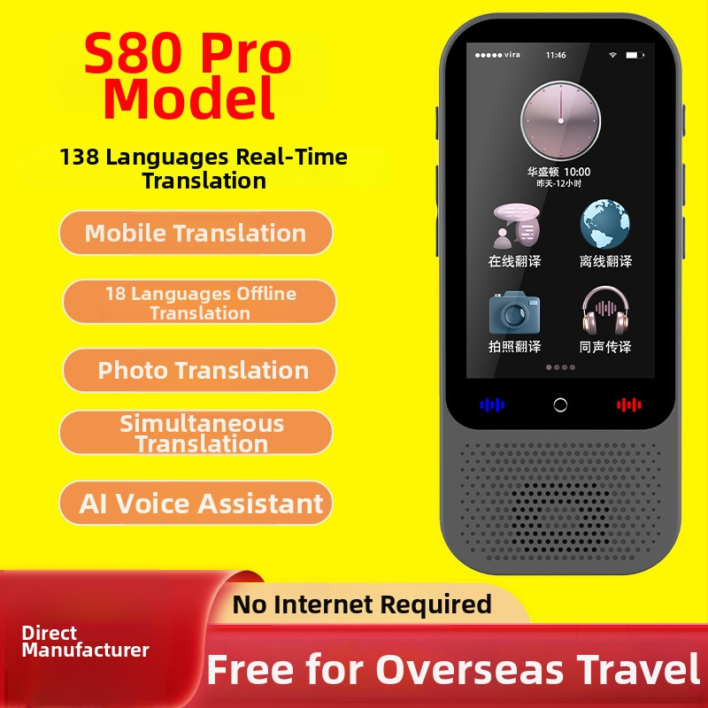 Common Language M80pro Prekladač — AI preklad v reálnom čase, Android operačný systém, Bluetooth, dosah 10 m, ovládanie dotykom a tlačidlom