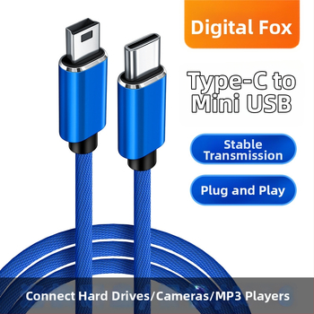 OTG USB-C dátový kábel s koncovkami Mini USB na Type-C a T-Port, samec-samec, Digital Fox