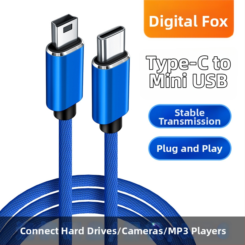 OTG USB-C dátový kábel s koncovkami Mini USB na Type-C a T-Port, samec-samec, Digital Fox