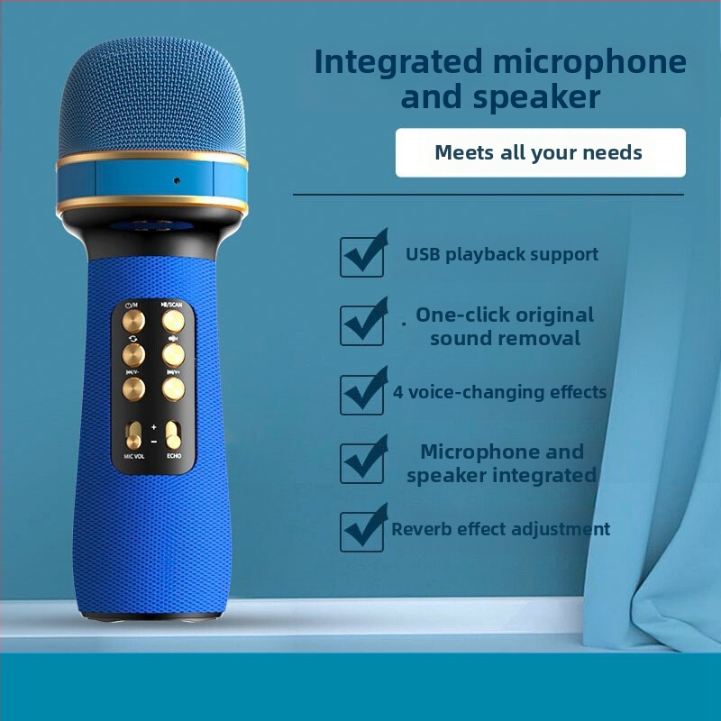 Bluetooth karaoke mikrofon s ugrađenim zvučnikom, model WS-898, Bluetooth 5.0, ugrađena baterija 1000–1200 mAh, frekvencijski odziv 100 Hz–20 kHz, izlazna snaga 5W