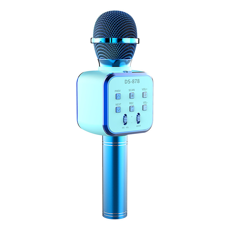 Bežični Bluetooth mikrofon sa ugrađenim zvučnikom i modulom za promjenu glasa za kućni karaoke (Bluetooth verzija 5.0, ugrađena baterija 1200-2000mAh, frekvencijski raspon 60Hz-15kHz, SNR ≥60dB, nazivna snaga 5W)