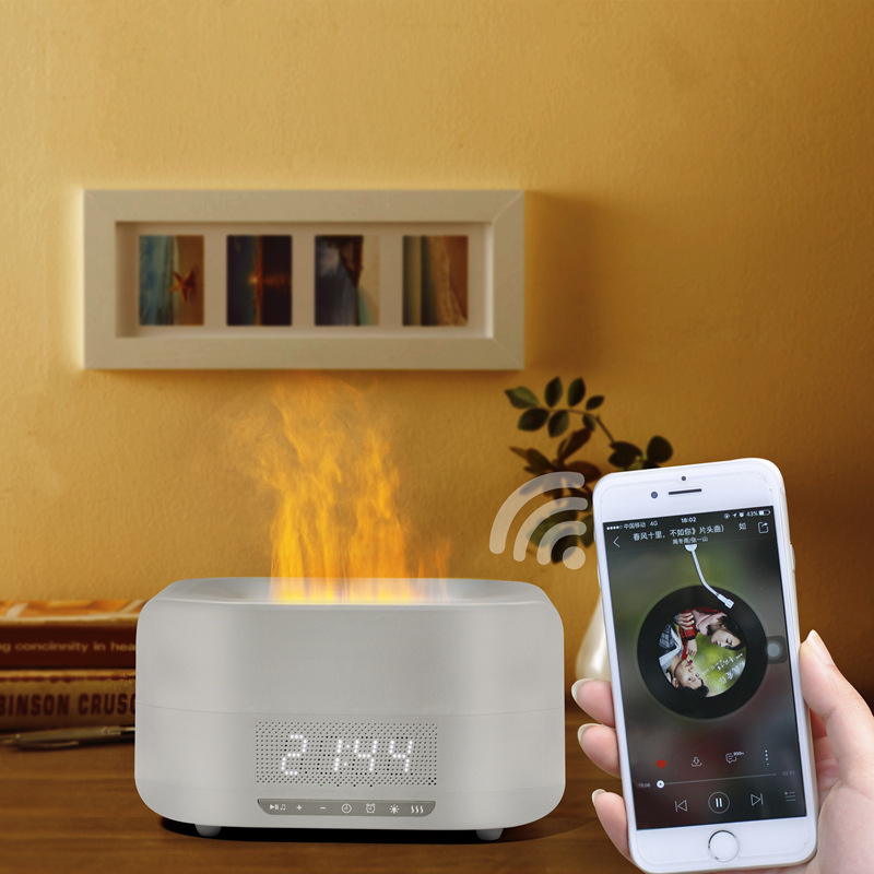 Nordijski minimalistički Bluetooth difuzor s plamenom, zvučnikom i ambijentalnim svjetlom, Bluetooth 3.0, 5W, IPX2, domet 10 m, slot za karticu