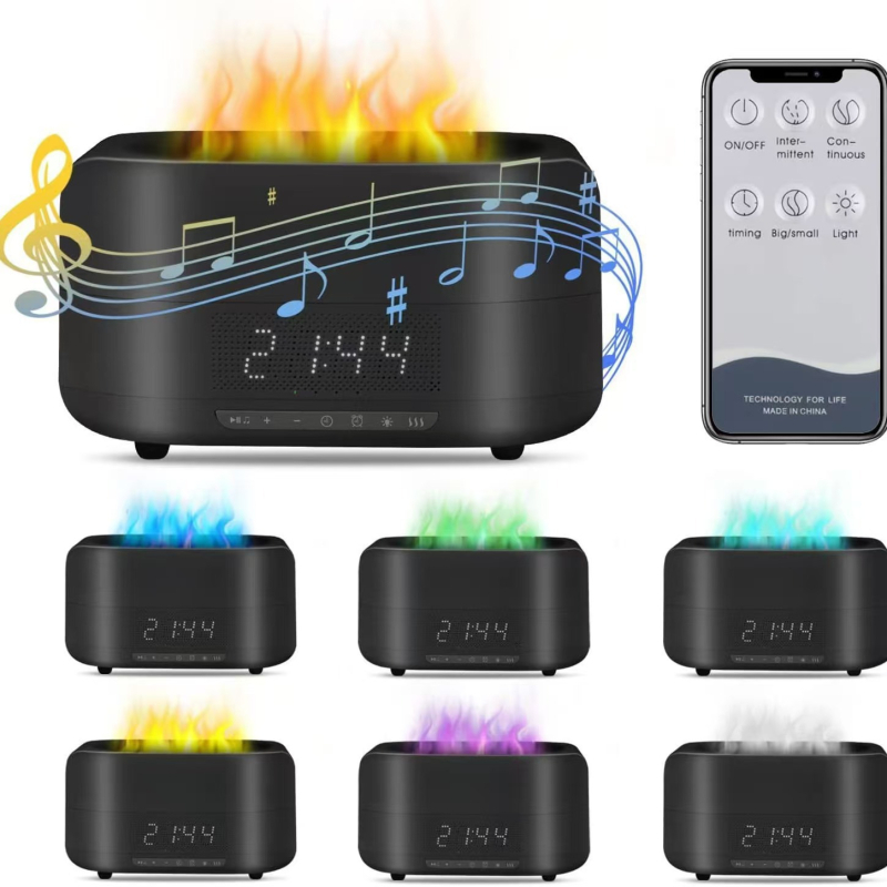 Nordijski minimalistički Bluetooth difuzor s plamenom, zvučnikom i ambijentalnim svjetlom, Bluetooth 3.0, 5W, IPX2, domet 10 m, slot za karticu