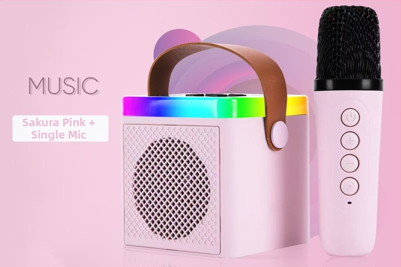 Šarena karaoke zvučnik Bluetooth, ugrađena baterija, dvostruki mikrofon za djecu, sve-u-jednom kućni karaoke sustav zvuka