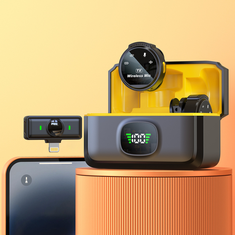 Microfon lavalier cu două microfoane magnetice pentru difuzare în direct, reducere zgomot, baterie încorporată 300–500 mAh, răspuns în frecvență 20 Hz–20 kHz