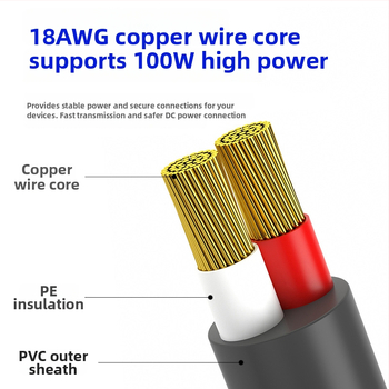 Cablu DC 3 în 1 pentru mașină: interfață DC 5.5×2.1 mm, conector brichetă DC5521, interfață Type-C cu conversie automată 12–20 V, 100 W
