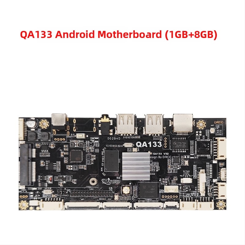 Android alaplap Allwinner A133, négymagos 1,8 GHz, 1GB RAM + 8GB flash, tápellátás 12V 2A, USB: 2x host (OTG opcionális) + 3 USB port, TTL 3.3V soros, reklámgépekhez és digitális kiíráshoz