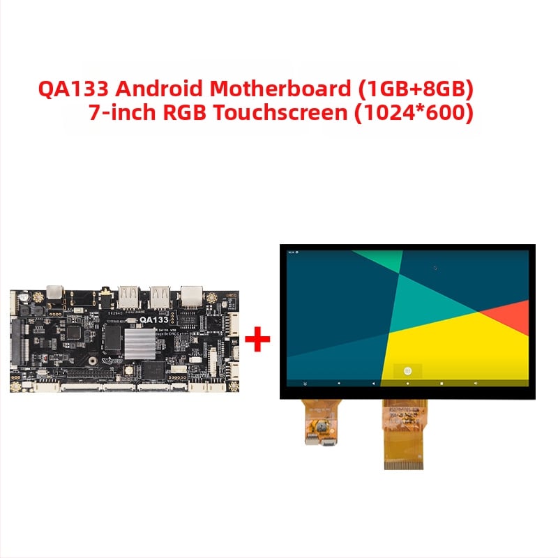Android alaplap Allwinner A133, négymagos 1,8 GHz, 1GB RAM + 8GB flash, tápellátás 12V 2A, USB: 2x host (OTG opcionális) + 3 USB port, TTL 3.3V soros, reklámgépekhez és digitális kiíráshoz