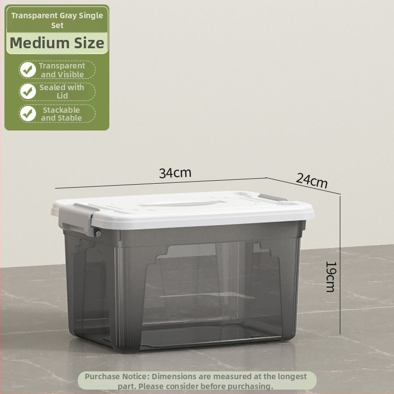 Διαφανές δοχείο αποθήκευσης, χωρητικότητα 30–40 L, πλαστικό PP, με καπάκι και χερούλι, κατάλληλο για ρούχα, παιχνίδια και σνακ