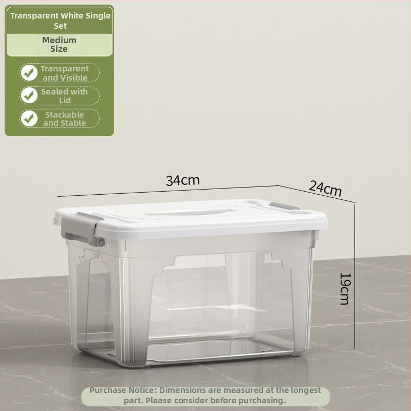 Διαφανές δοχείο αποθήκευσης, χωρητικότητα 30–40 L, πλαστικό PP, με καπάκι και χερούλι, κατάλληλο για ρούχα, παιχνίδια και σνακ