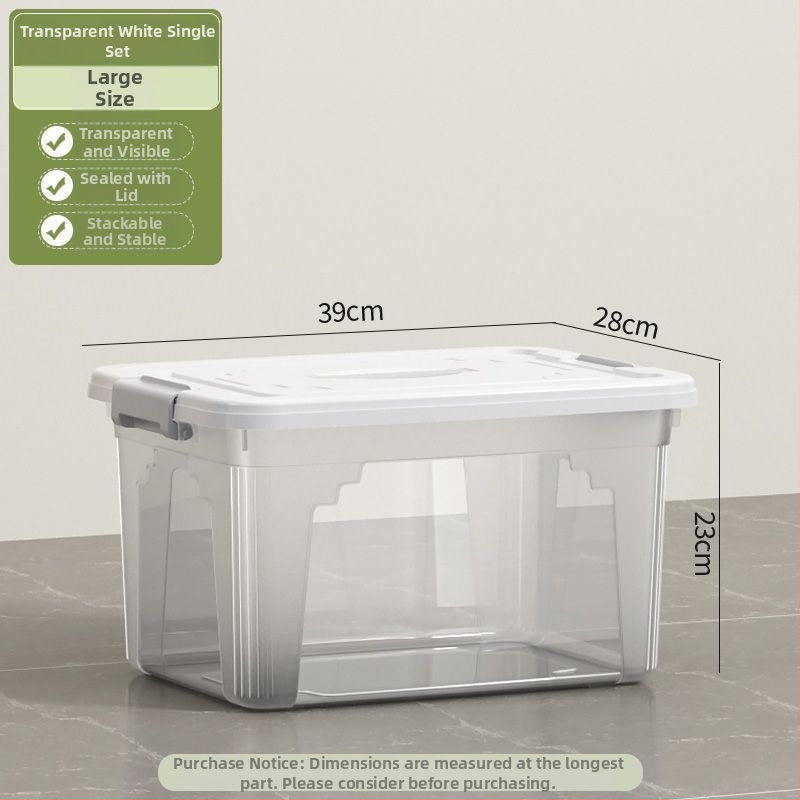 Διαφανές δοχείο αποθήκευσης, χωρητικότητα 30–40 L, πλαστικό PP, με καπάκι και χερούλι, κατάλληλο για ρούχα, παιχνίδια και σνακ