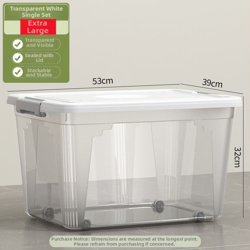 Διαφανές δοχείο αποθήκευσης, χωρητικότητα 30–40 L, πλαστικό PP, με καπάκι και χερούλι, κατάλληλο για ρούχα, παιχνίδια και σνακ