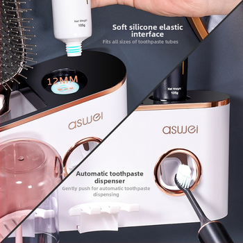 Automatikus fogkrémnyomó – falra szerelhető fogkefetartó, fúrás nélkül, PP+ABS