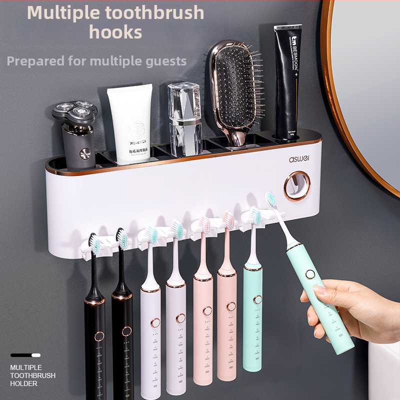 Automatikus fogkrémnyomó – falra szerelhető fogkefetartó, fúrás nélkül, PP+ABS