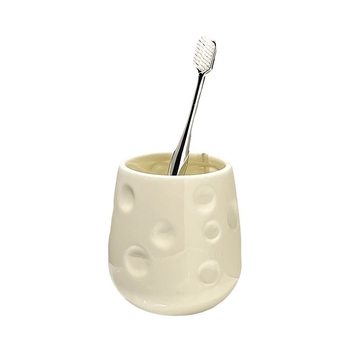 Căni ceramice pentru clătire a gurii pentru cuplu, cu suport – set de baie luxos (2 buc.)