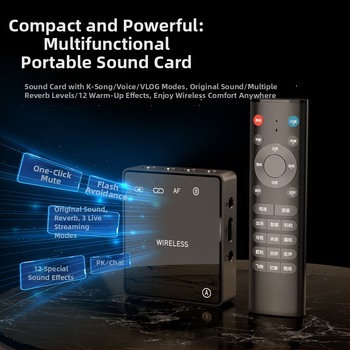 Zvuková karta pre živé vysielanie s integrovaným Bluetooth slúchadlom a inteligentnou redukciou šumu - Model T9P, Bluetooth 5.3, 20Hz-20kHz, SNR ≥70dB, výdrž batérie 6-8h