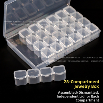 Box na skladovanie dekorácií na nechty s 28 alebo 56 priehradkami, organizér na malé doplnky s víkom