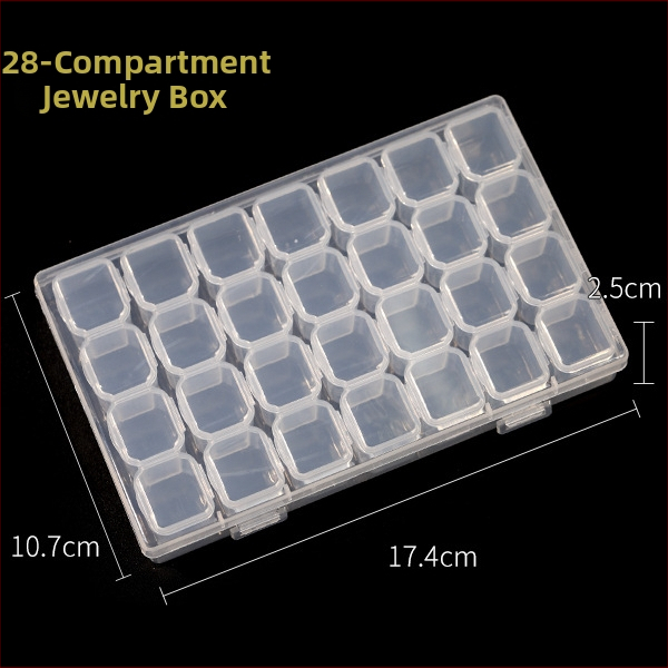 Box na skladovanie dekorácií na nechty s 28 alebo 56 priehradkami, organizér na malé doplnky s víkom