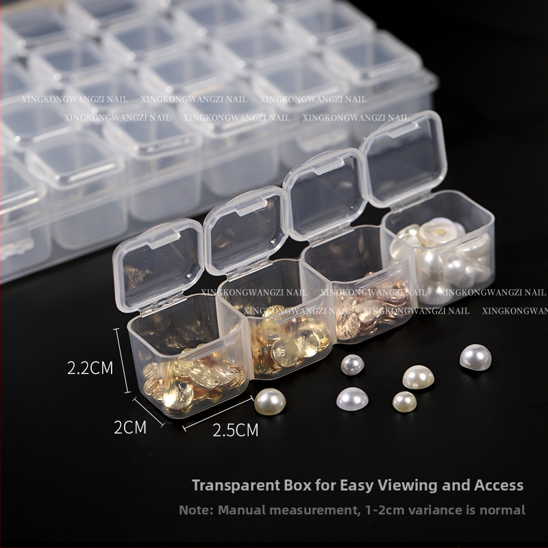 Box na skladovanie dekorácií na nechty s 28 alebo 56 priehradkami, organizér na malé doplnky s víkom
