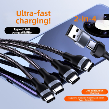 Difu you Type-C καλώδιο φόρτισης με πολλαπλές έξοδοι, νάιλον περίβλημα, 1–4 έξοδοι, Έξυπνος καταμερισμός ισχύος